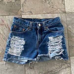 Levi 517 Blue Distressed Jean Shorts Great Condition